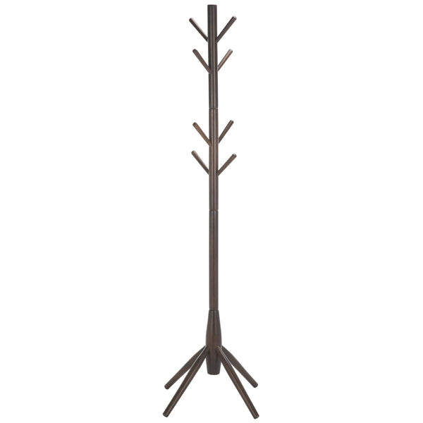 Sergius Coat Stand With Solid Wood Frame, Slim 18"X18" Base, Multiple Hooks For Organized Entryways