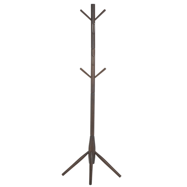 Sergius Coat Stand With Solid Wood Frame, Slim 18"X18" Base, Multiple Hooks For Organized Entryways