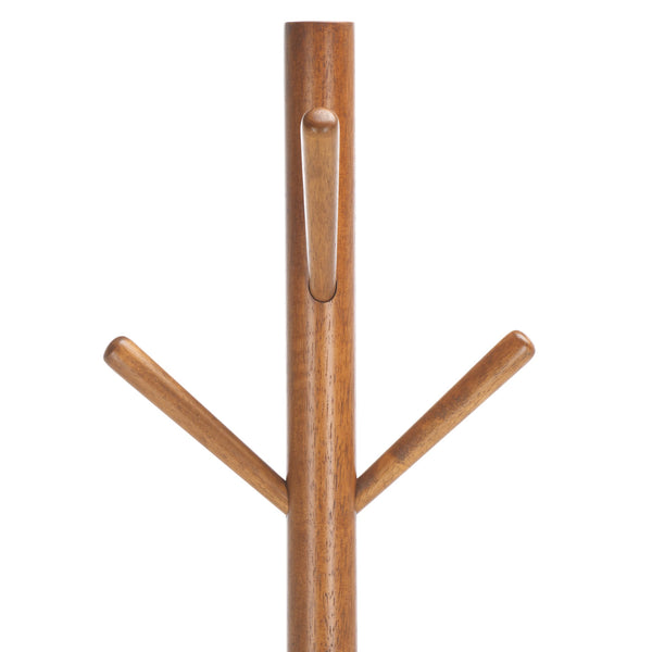 Sergius Coat Stand With Solid Wood Frame, Slim 18"X18" Base, Multiple Hooks For Organized Entryways