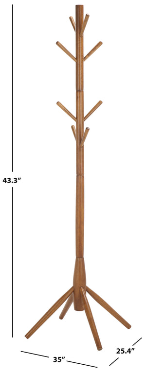 Sergius Coat Stand With Solid Wood Frame, Slim 18"X18" Base, Multiple Hooks For Organized Entryways