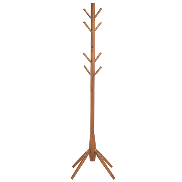 Sergius Coat Stand With Solid Wood Frame, Slim 18"X18" Base, Multiple Hooks For Organized Entryways