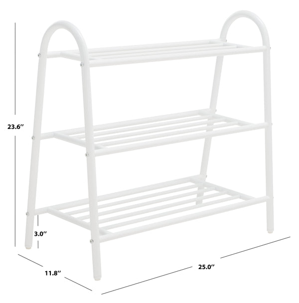 Safavieh Mira Storage Shoe Rack  XII23 White  Metal STG9300A