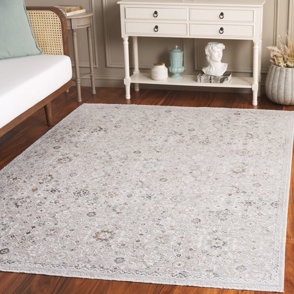 Safavieh Sterling Turkish 8X10 Ivory Beige Area Rug — Power-Loomed Viscose/Polyester Low-Pile Floral-Geometric Elegance STI227A-8