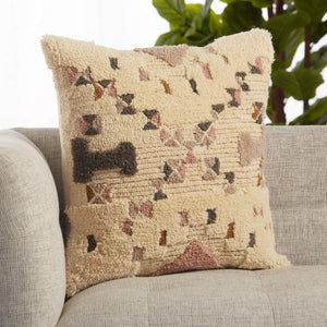 Jaipur Living Vibe by Jaipur Living Tribal Wool Blend Pillow Cover Earthy Tones Textural Weave PLC102402