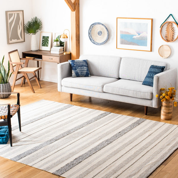 Striped Hand Woven Cotton Contemporary Rug - Chic Design for Modern Homes, Ideal for Any Space
