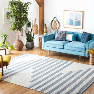 Striped Hand Woven Contemporary Rug - 90% Cotton & 10% Wool for Stylish Home Decor Enhancement