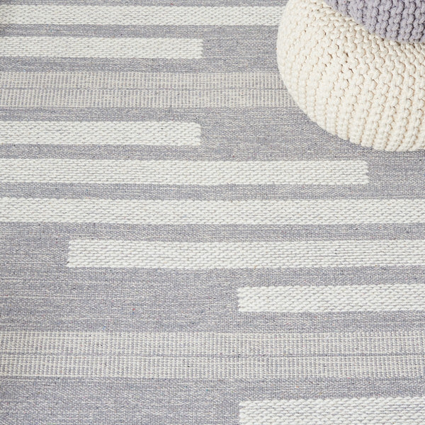 Striped Kilim Rug - Hand Woven Artistry in 90% Cotton & 10% Wool for a Stylish Contemporary Space