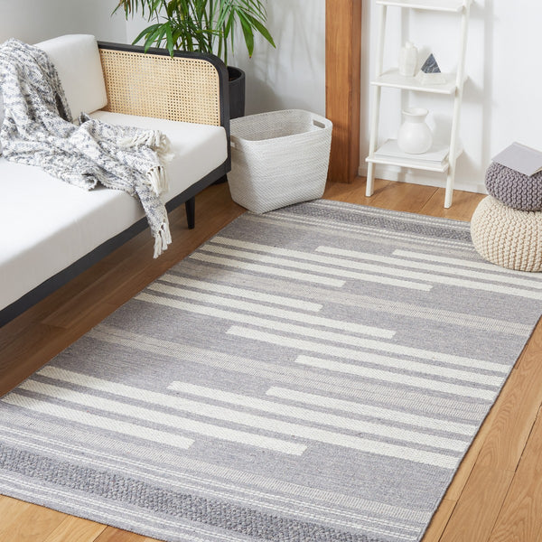 Striped Kilim Rug - Hand Woven Artistry in 90% Cotton & 10% Wool for a Stylish Contemporary Space