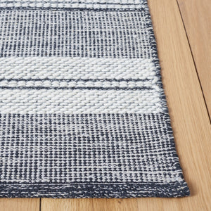Striped Kilim Hand Woven Contemporary Rug - Luxurious 90% Cotton & 10% Wool from India, 5mm Pile Height