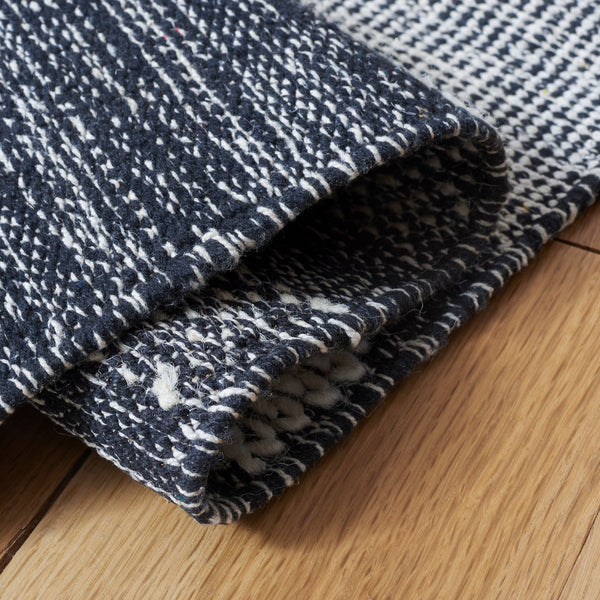 Striped Kilim Hand Woven Contemporary Rug - Luxurious 90% Cotton & 10% Wool from India, 5mm Pile Height