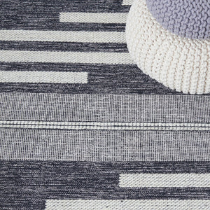 Striped Kilim Hand Woven Contemporary Rug - Luxurious 90% Cotton & 10% Wool from India, 5mm Pile Height