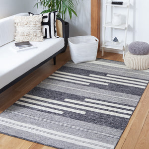 Striped Kilim Hand Woven Contemporary Rug - Luxurious 90% Cotton & 10% Wool from India, 5mm Pile Height
