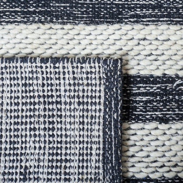 Striped Kilim Hand Woven Contemporary Rug - Luxurious 90% Cotton & 10% Wool from India, 5mm Pile Height