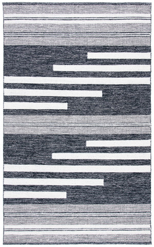 Striped Kilim Hand Woven Contemporary Rug - Luxurious 90% Cotton & 10% Wool from India, 5mm Pile Height