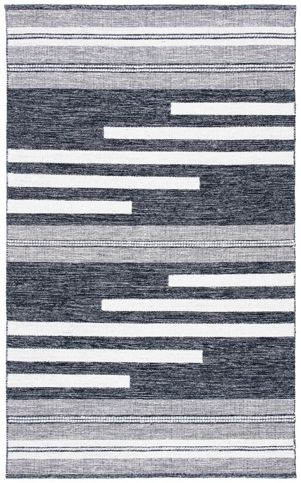 Striped Kilim Hand Woven Contemporary Rug - Luxurious 90% Cotton & 10% Wool from India, 5mm Pile Height