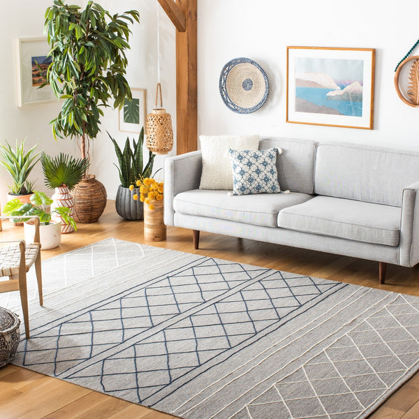 Striped Kilim 507 Hand Woven Cotton & Wool Rug - Stylish Contemporary Design for Any Space