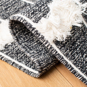 Striped Hand Woven Contemporary Rug - Luxurious 90% Cotton & 10% Wool, Durable Design from India