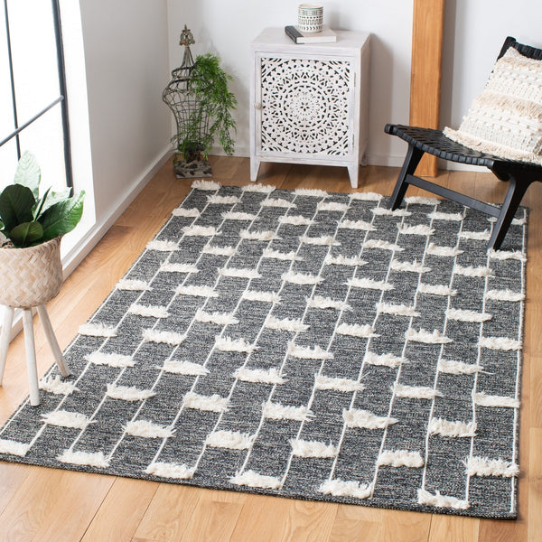 Striped Hand Woven Contemporary Rug - Luxurious 90% Cotton & 10% Wool, Durable Design from India