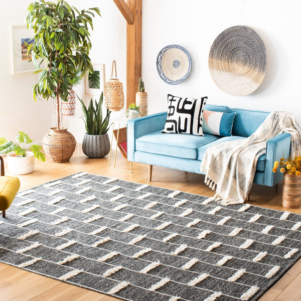 Striped Hand Woven Contemporary Rug - Luxurious 90% Cotton & 10% Wool, Durable Design from India