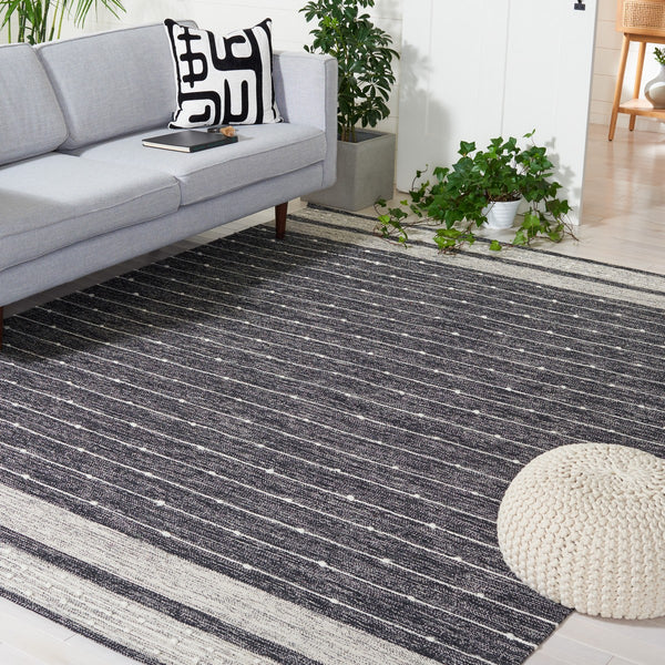 Striped Kilim 509 Hand Woven Rug - 90% Cotton & 10% Wool, Contemporary Design from India, Stylish Home Decor