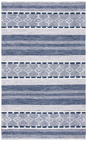 Striped Kilim Hand Woven Cotton and Wool Rug - Stylish Contemporary Design for Any Space