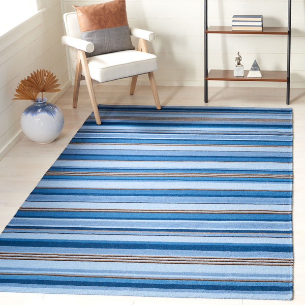 Striped Kilim 601 Hand Loomed Wool and Cotton Rug - Contemporary Style for Elegant Home Décor