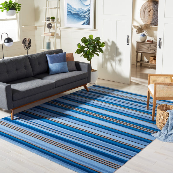 Striped Kilim 601 Hand Loomed Wool and Cotton Rug - Contemporary Style for Elegant Home Décor