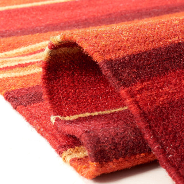 Striped Kilim 601 Hand Loomed Wool and Cotton Rug - Contemporary Style for Elegant Home Décor