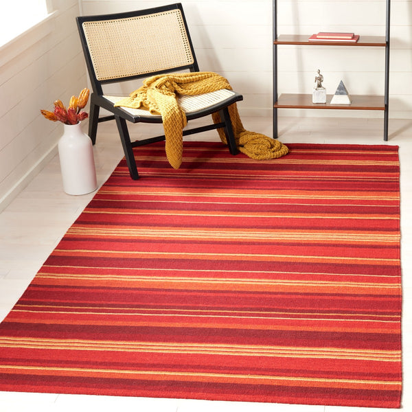 Striped Kilim 601 Hand Loomed Wool and Cotton Rug - Contemporary Style for Elegant Home Décor