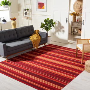 Striped Kilim 601 Hand Loomed Wool and Cotton Rug - Contemporary Style for Elegant Home Décor
