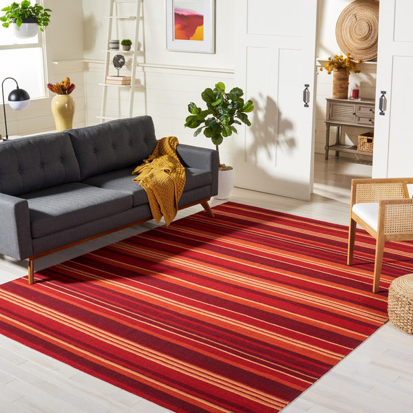 Striped Kilim 601 Hand Loomed Wool and Cotton Rug - Contemporary Style for Elegant Home Décor