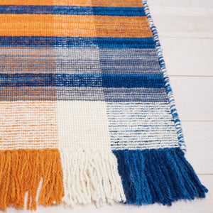 Striped Kilim Flat Weave Rug - Luxurious 95% Wool & 5% Cotton, Contemporary Style from India