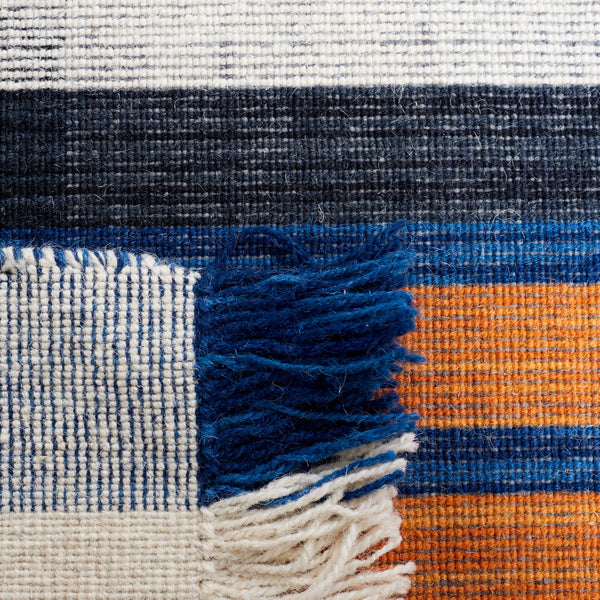 Striped Kilim Flat Weave Rug - Luxurious 95% Wool & 5% Cotton, Contemporary Style from India