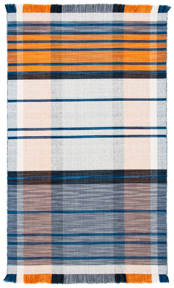 Striped Kilim Flat Weave Rug - Luxurious 95% Wool & 5% Cotton, Contemporary Style from India