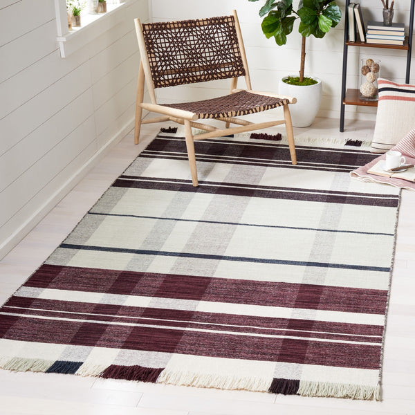 Striped Kilim 705 Flat Weave Rug - Luxurious 95% Wool and 5% Cotton - Perfect Contemporary Accent
