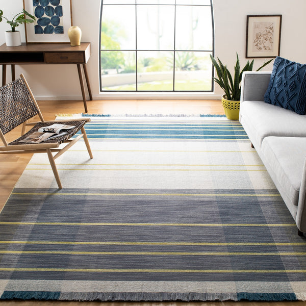 Striped Kilim 706 Contemporary Flat Weave Rug in Luxurious Wool and Cotton Blend for Stylish Spaces