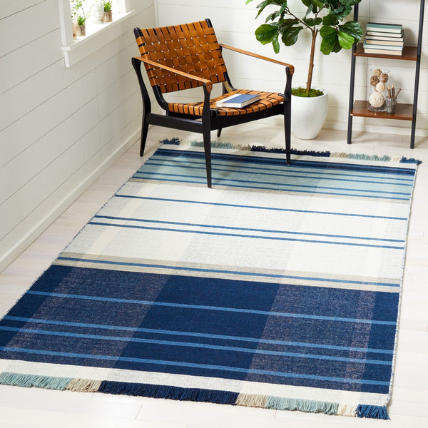 Striped Kilim 707 Flat Weave Rug - Luxurious 95% Wool, Contemporary Design, India-Made Elegance
