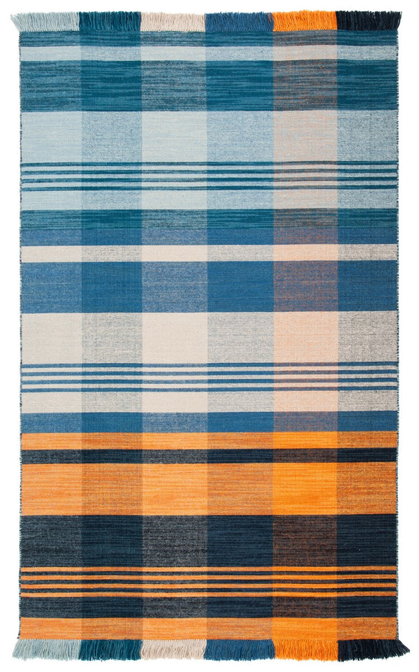 Striped Kilim Rug - Elegant Flat Weave Design Crafted from 95% Wool for Modern Home Décor Style