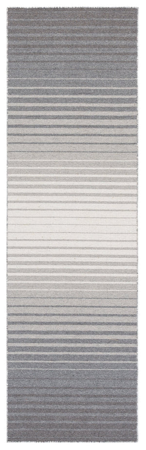 Safavieh Striped Handloom Kilim Runner In Grey Ivory — Low-Profile Wool-Cotton Rug For Hallways & Entryways 2'-3" x 8'-0" STK901F-28
