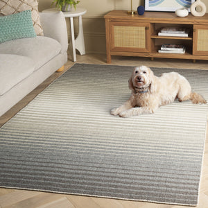 Safavieh Striped Handloom Kilim Rug Grey Ivory Striped Durrie — Low-Pile Wool-Cotton, Durable Modern Texture 4'-0" x 6'-0" STK901F-4