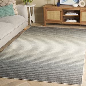 Safavieh Striped Handloom Kilim Rug Grey Ivory Striped Durrie — Low-Pile Wool-Cotton, Durable Modern Texture 4'-0" x 6'-0" STK901F-4