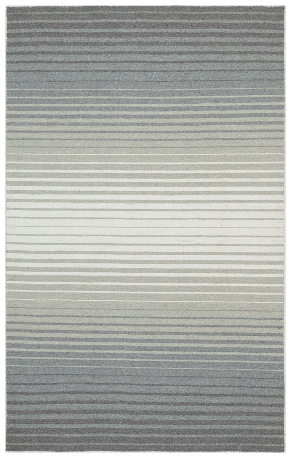 Safavieh Striped Handloom Kilim Rug Grey Ivory Striped Durrie — Low-Pile Wool-Cotton, Durable Modern Texture 4'-0" x 6'-0" STK901F-4