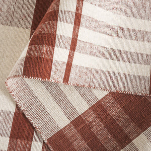 Safavieh Striped Handloom Durrie Kilim Rug Rust Ivory Plaid Flatweave — Wool Cotton, Low-Profile Rustic Charm 3'-0" x 5'-0" STK902P-3