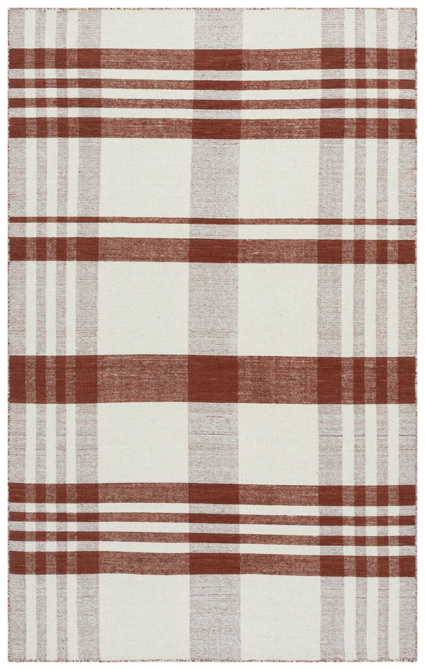 Safavieh Striped Handloom Kilim Rug In Rust & Ivory — Wool-Cotton Flatweave, Durable Low-Profile Texture For Living Rooms 5'-0" x 8'-0" STK902P-5