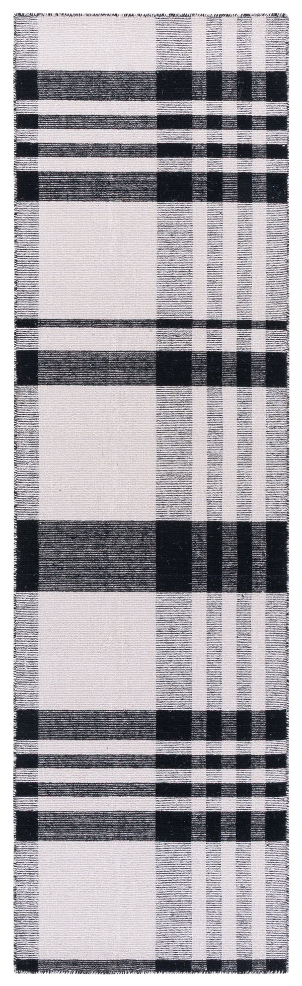 Safavieh Striped Handloom Kilim Rug In Black & Light Blush — Low‑Profile Wool-Cotton Durrie, Modern Texture 6'-0" x 9'-0" STK902U-6