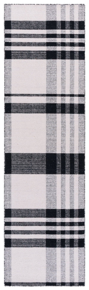 Safavieh Striped Handloom Kilim Rug Black & Light Blush Plaid — Low Profile Wool-Cotton Square Area Rug 6'-0" x 6'-0" STK902U-6SQ