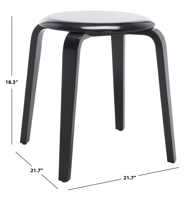 Safavieh Luella Stackable Stool - Contemporary Minimalist Design With Sculptural Bentwood Legs For Versatile Use Black STL1000A
