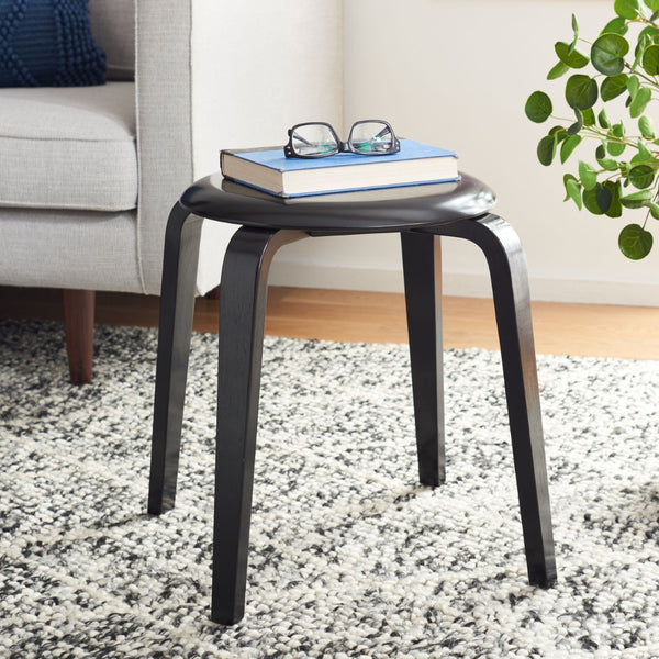 Safavieh Luella Stackable Stool - Contemporary Minimalist Design With Sculptural Bentwood Legs For Versatile Use Black STL1000A