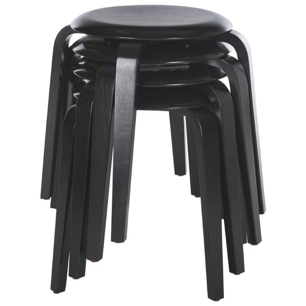 Safavieh Luella Stackable Stool - Contemporary Minimalist Design With Sculptural Bentwood Legs For Versatile Use Black STL1000A
