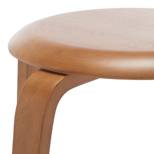 Safavieh Luella Stackable Stool - Contemporary Minimalist Design With Sculptural Bentwood Legs For Versatile Use Walnut STL1000B
